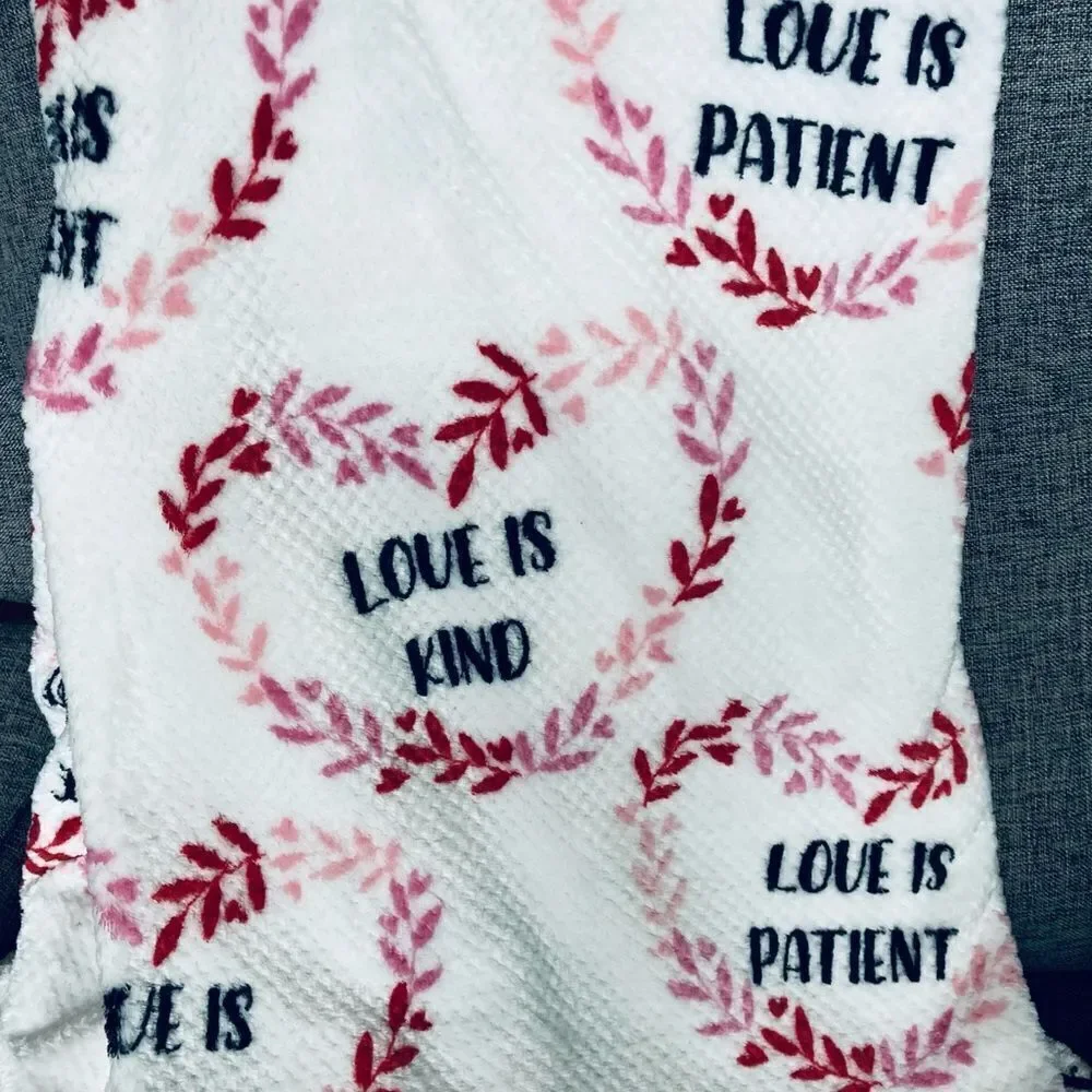 Love is Patient, Love is Kind Valentine Jacquard Plush Throw Blanket